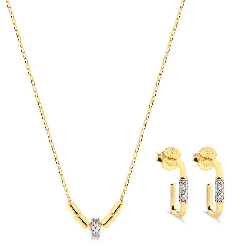 Conjunto Retangular Folheado A Ouro