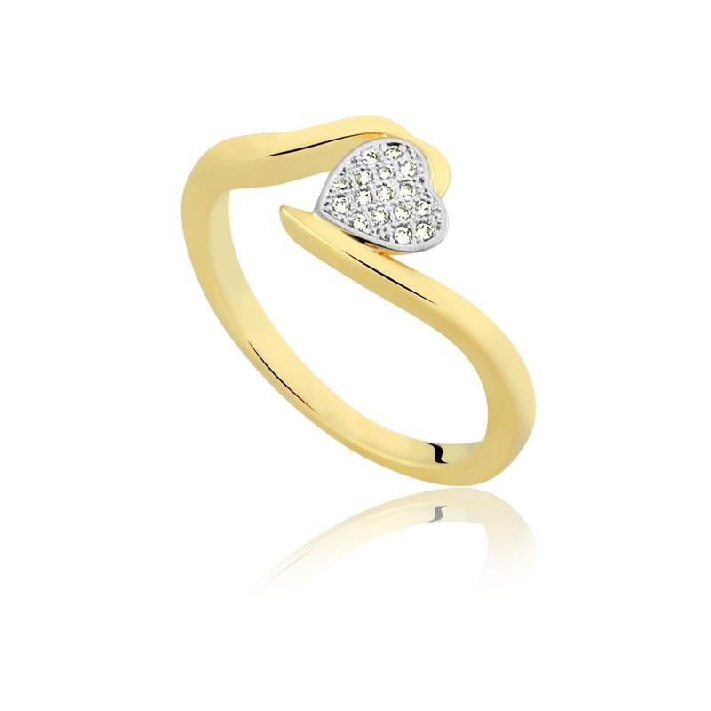 ** ARREMATE ** ANEL CORAÇÃO FOLHEADO A OURO COM PEDRAS DE MICROZIRCÔNIAS