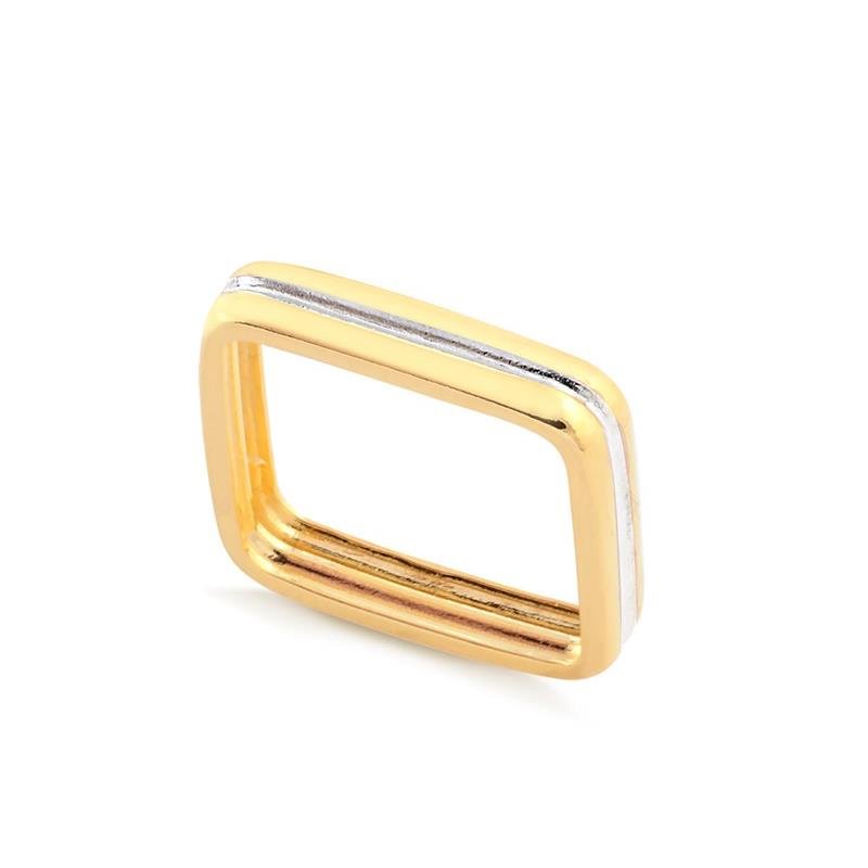 ANEL QUADRADO LISO DUPLO FOLHEADO A OURO