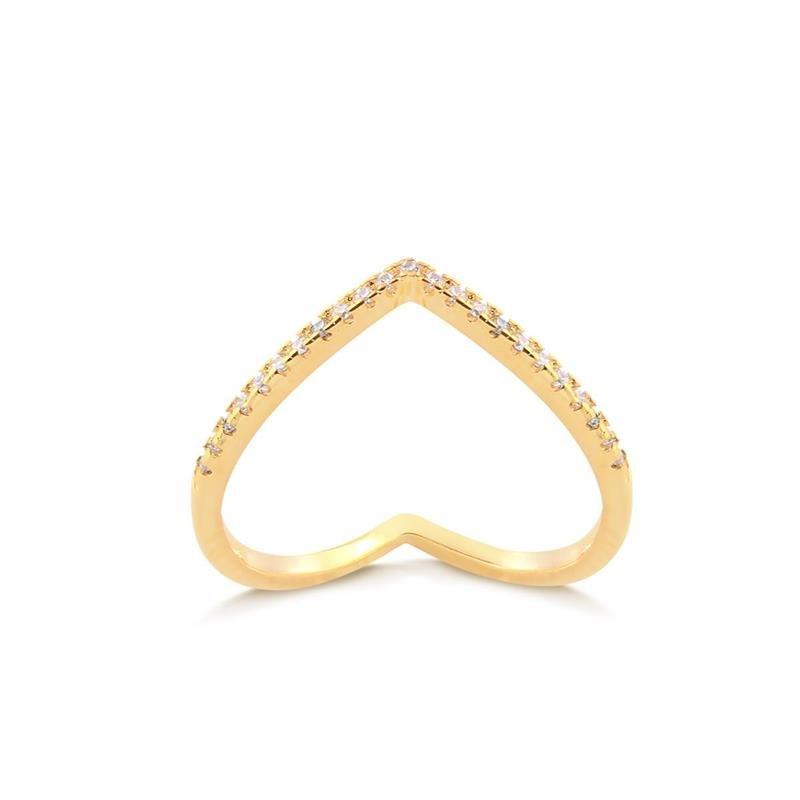 ANEL EM V COM FILETE CRAVEJADO FOLHEADO A OURO