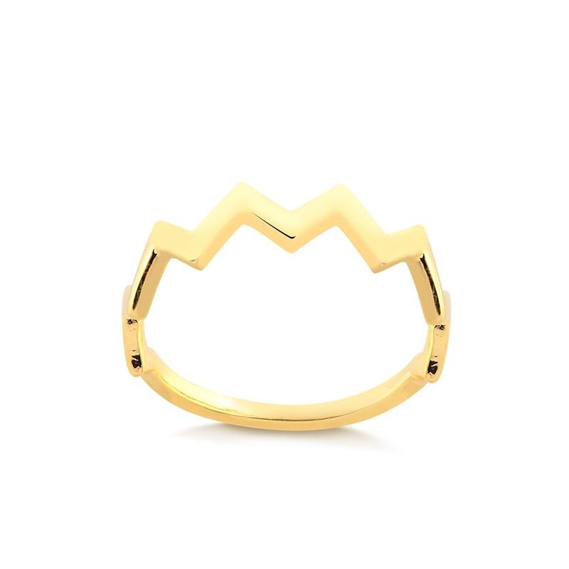 Anel Ondas Liso Folheado A Ouro