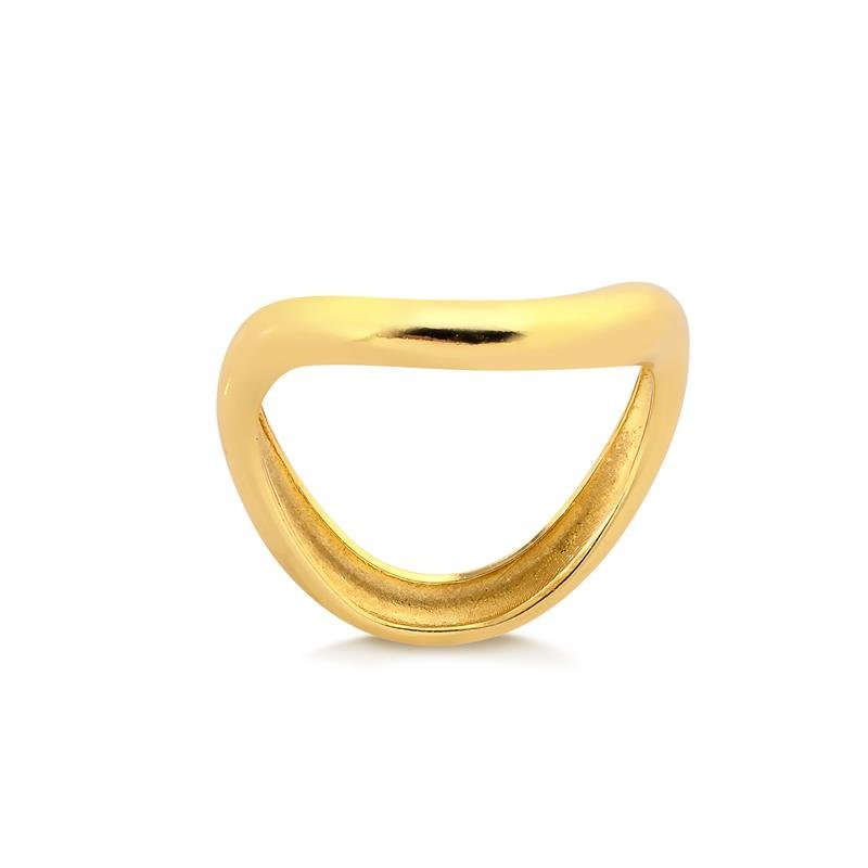 Anel Formato Onda Radhau Folheado A Ouro 18k