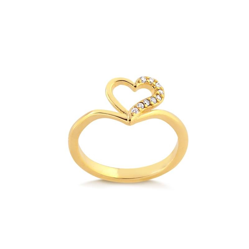 ANEL INFANTIL/ FALANGE CORAÇÃO VAZADO PEDRAS DE ZIRCONIAS FOLHEADO A OURO