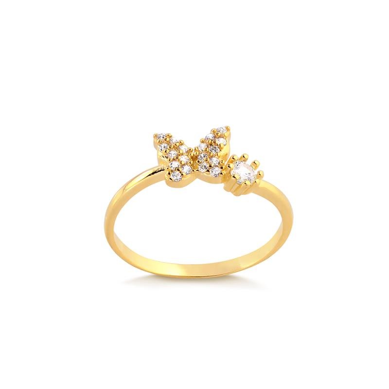 ANEL INFANTIL/ FALANGE BORBOLETINHAS COM PEDRAS DE ZIRCONIAS FOLHEADO A OURO