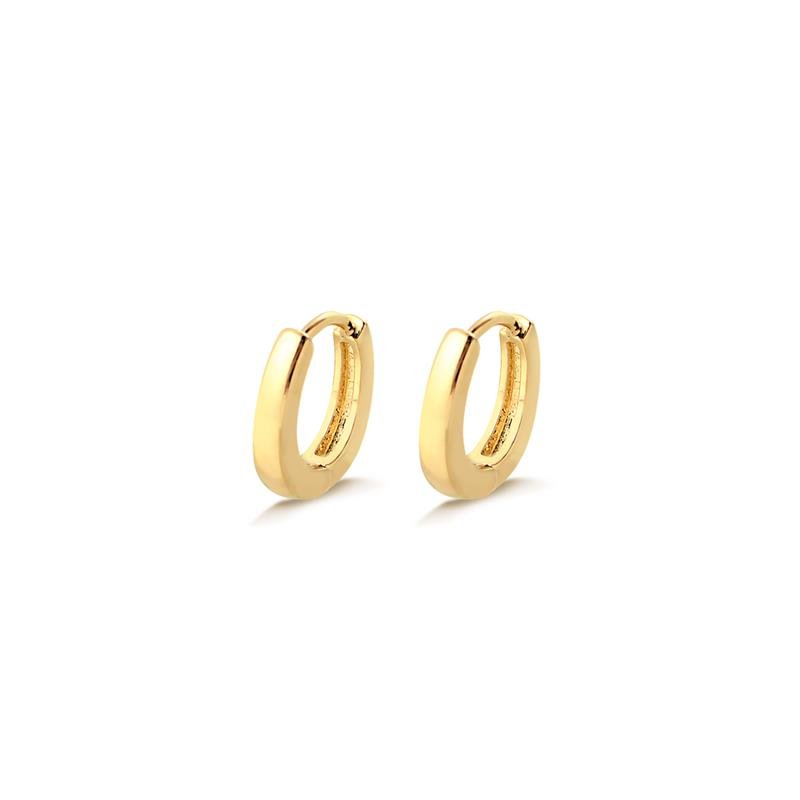 BRINCO ARGOLA CLICK OVAL LISA PEQUENA FOLHEADO A OURO