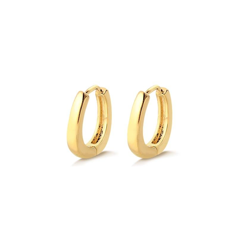 BRINCO ARGOLA CLICK OVAL LISA MEDIA FOLHEADO A OURO