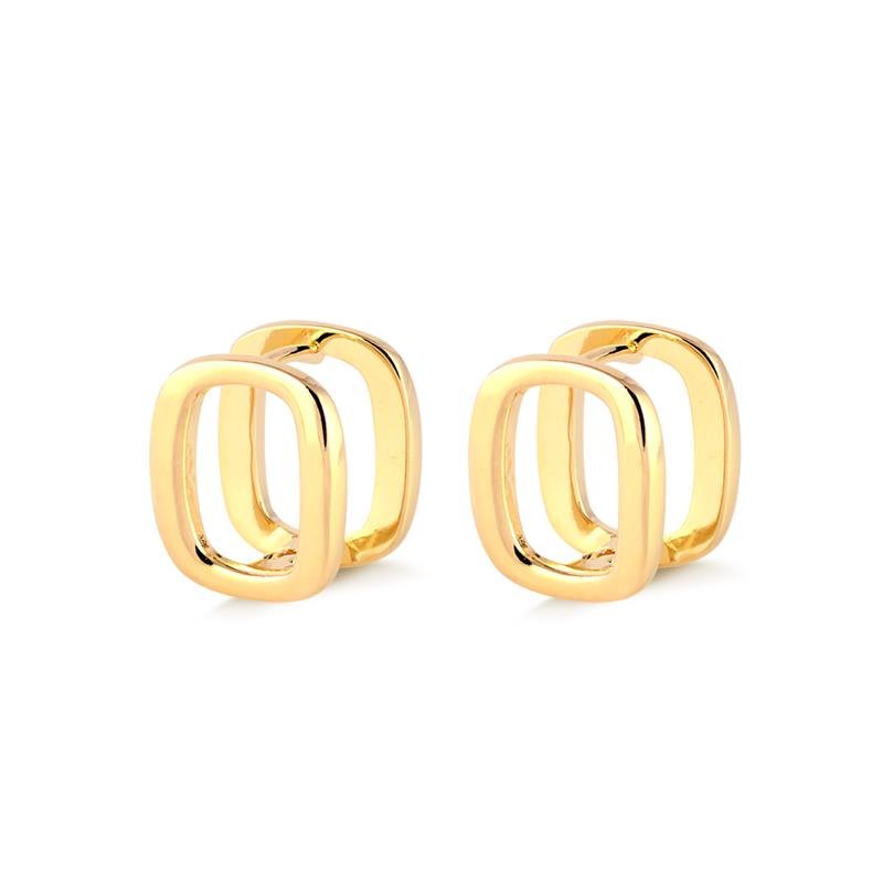 BRINCO CLICK QUADRADO VAZADO FOLHEADO A OURO
