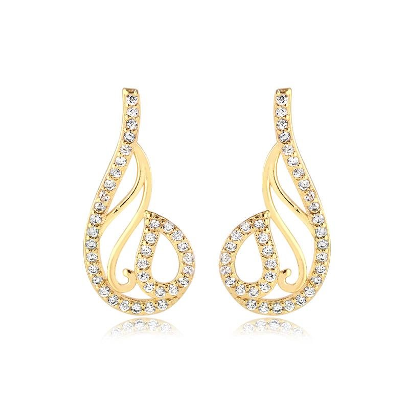 BRINCO ESTILIZADO COM ZIRCÔNIAS CRISTAL FOLHEADO A OURO