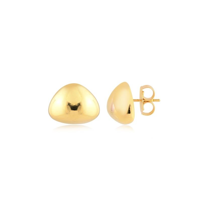 BRINCO TRIANGULAR CHEIO LISO FOLHEADO A OURO 