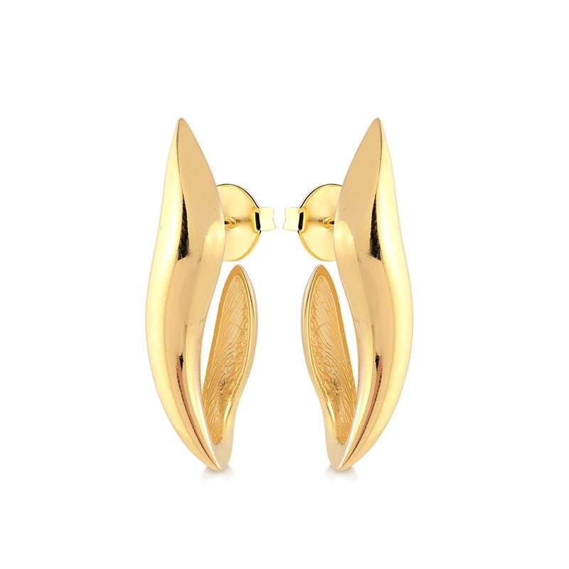 BRINCO GRANDE LISO COM ENCAIXE FOLHEADO A OURO 