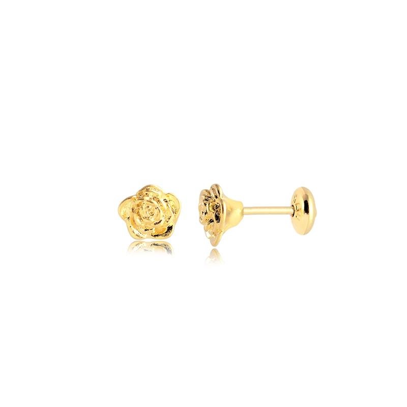 BRINCO FLORZINHA PINO BABY FOLHEADO A OURO