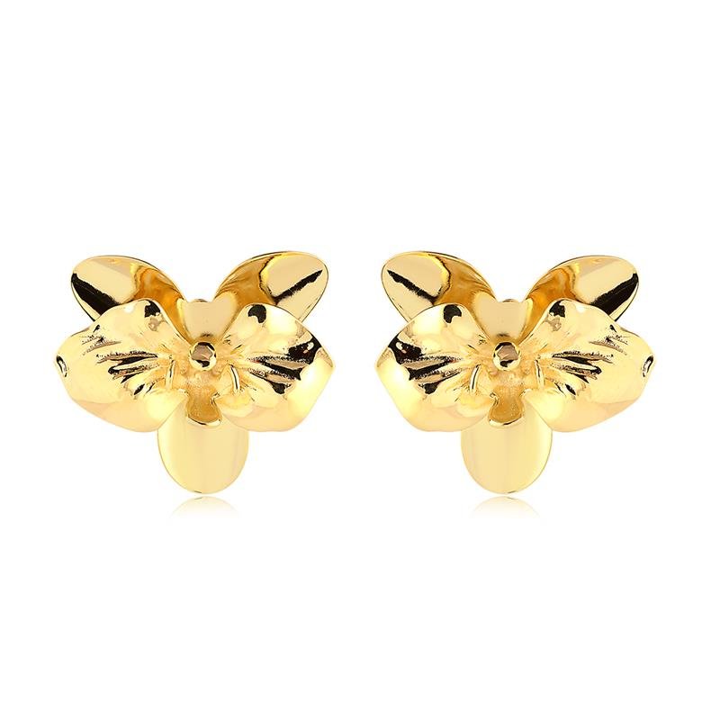 BRINCO FLOR DE ORQUÍDEA FOLHEADO A OURO 