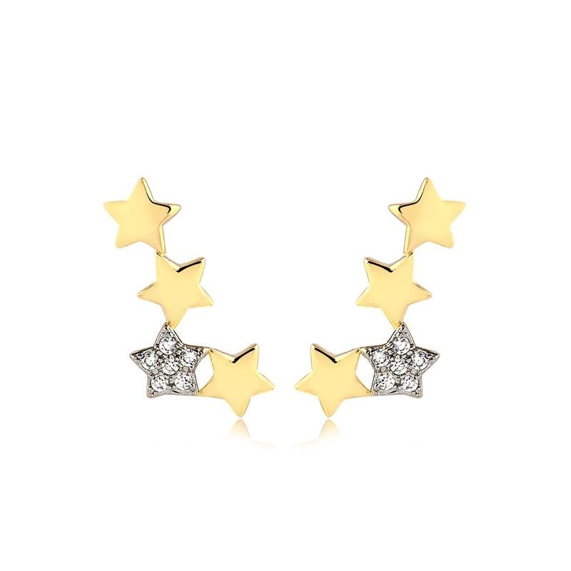 BRINCO ESTRELAS LISAS E UMA CRAVEJADA FOLHEADO A OURO