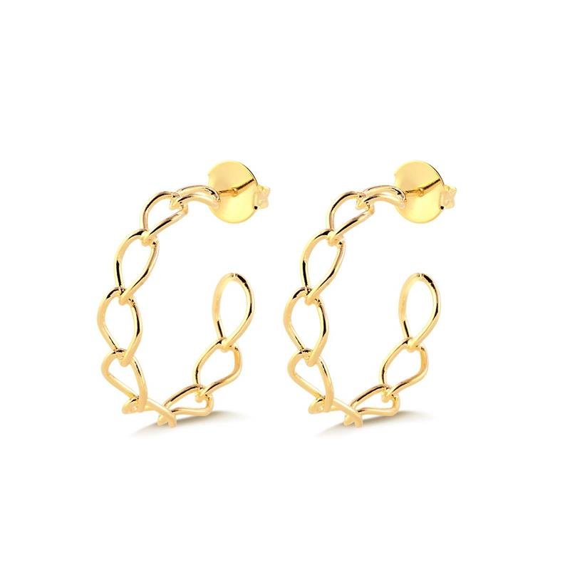 BRINCO ARGOLA ELO OVAL 2,9CM FOLHEADO A OURO 