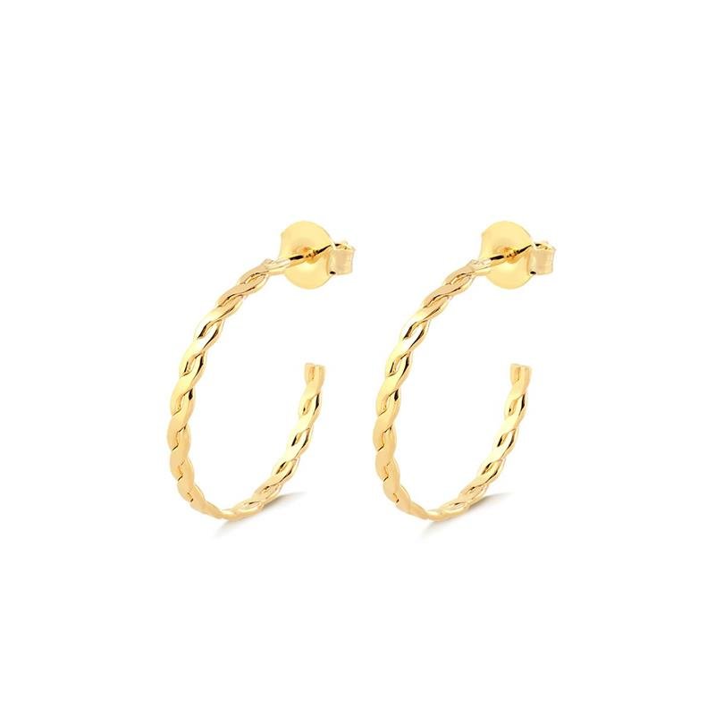 BRINCO ARGOLA FIO ENTRELAÇADO 2,0MM FOLHEADO A OURO 