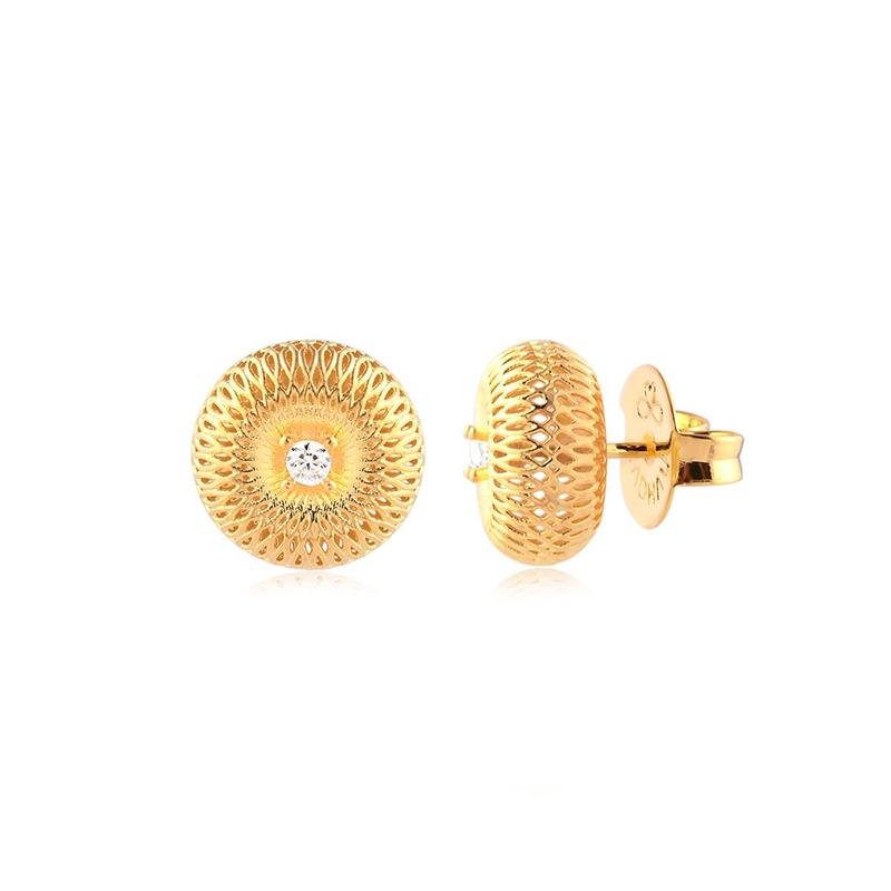 BRINCO REDONDO COM ZIRCÔNIA CRISTAL FOLHEADO A OURO