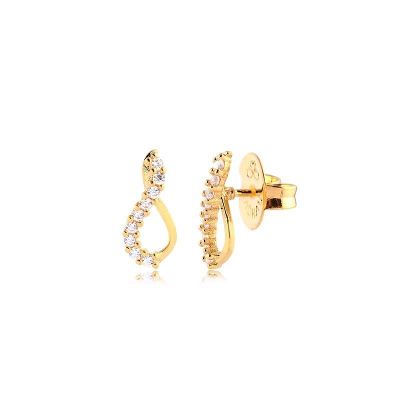 BRINCO GOTINHA VAZADA COM ZIRCÔNIAS CRISTAL FOLHEADO A OURO