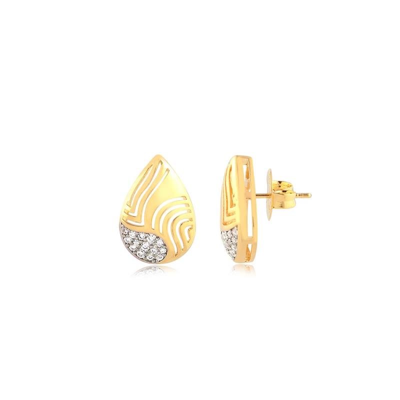 BRINCO GOTA TRABALHADA COM ZIRCÔNIAS CRISTAL FOLHEADO A OURO
