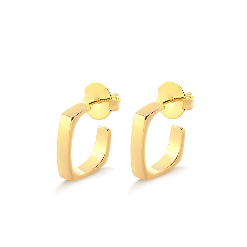 BRINCO ARGOLA QUADRADA LISA FOLHEADO A OURO