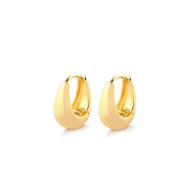 BRINCO ARGOLA CLICK OVALADA LISA MÉDIA FOLHEADO A OURO