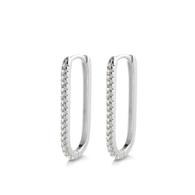 BRINCO RETANGULAR COM PEDRAS DE ZIRCONIAS EM PRATA 925