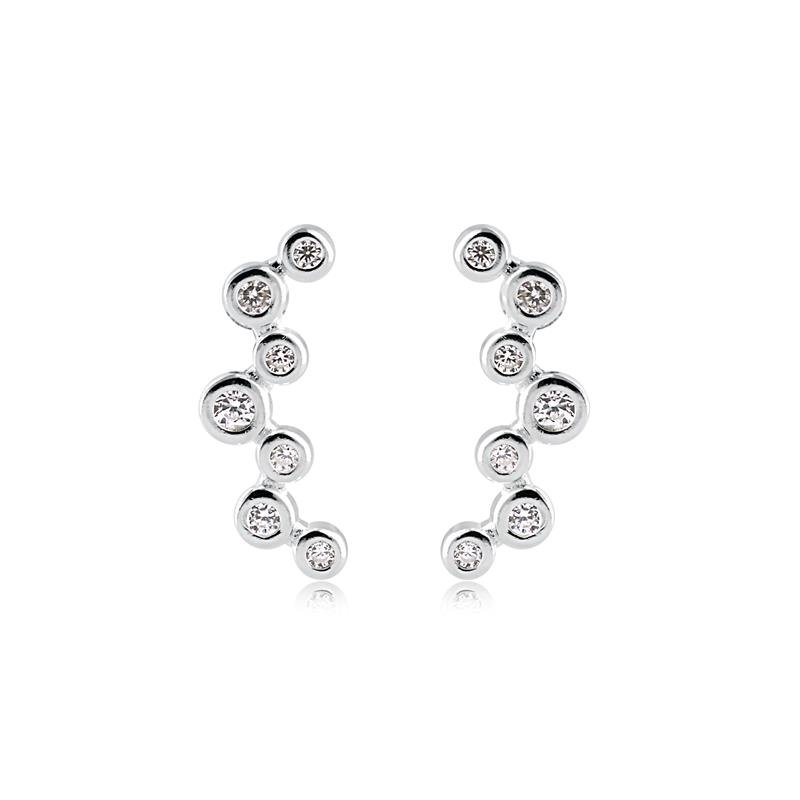 BRINCO EAR CUFF COM PEDRAS DE ZIRCONIAS CRISTAL EM PRATA 925