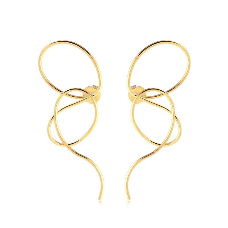 Brinco Fio Entrelaçado Folheado A Ouro