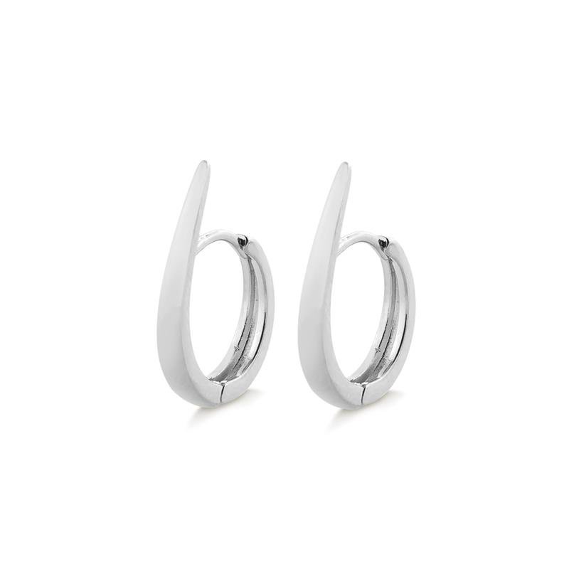 Brinco Argola Click Grande Lisa Folheado A Ródio