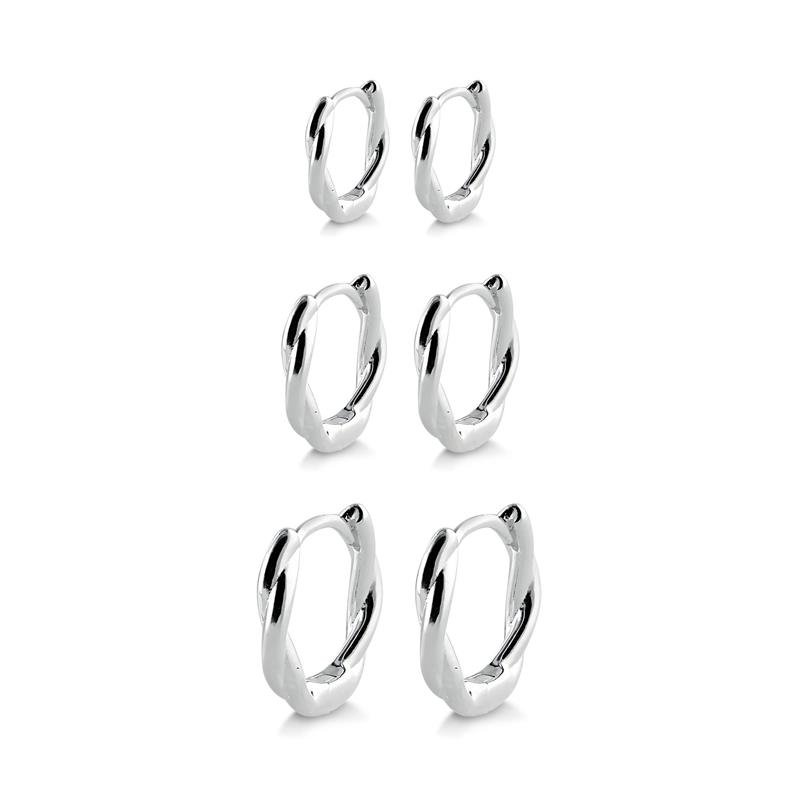 TRIO ARGOLA CLIK TRANÇADA EM PRATA 925