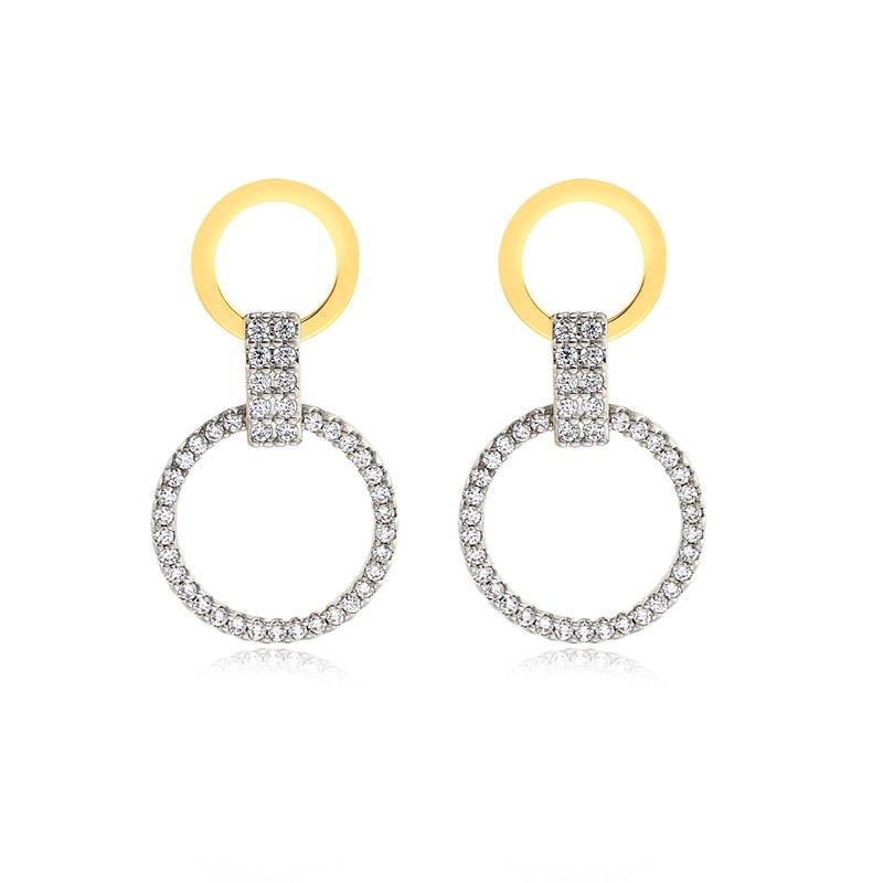 Brinco Círculos Cravejado Folheado A Ouro