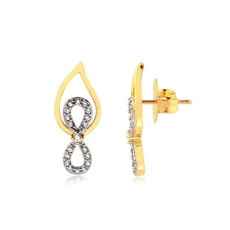 Brinco Infinito Com Pedras de Zircônia Folheado A Ouro