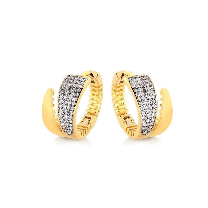 BRINCO ARGOLA DE CLICK COM PEDRAS DE ZIRCONIAS FOLHEADO A OURO