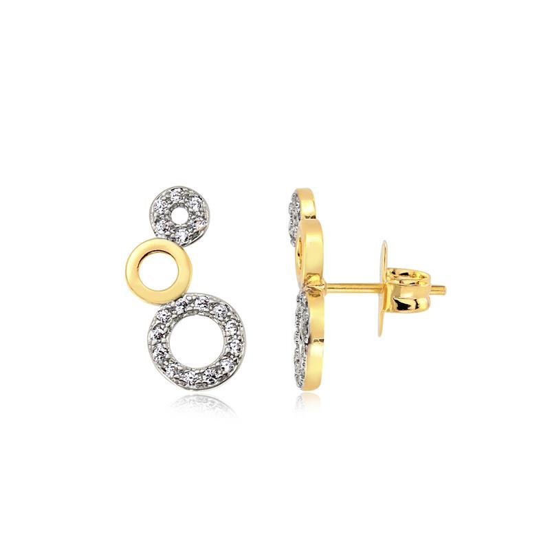 BRINCO EAR CUFF CIRCULOS COM PEDRAS DE ZIRCONIAS FOLHEADO A OURO
