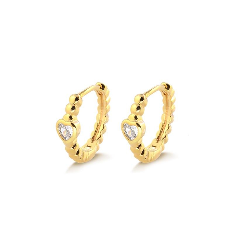 BRINCO ARGOLINHA CLICK GRANDE DE BOLINHAS COM CORAÇÃO CRISTAL FOLHEADA A OURO