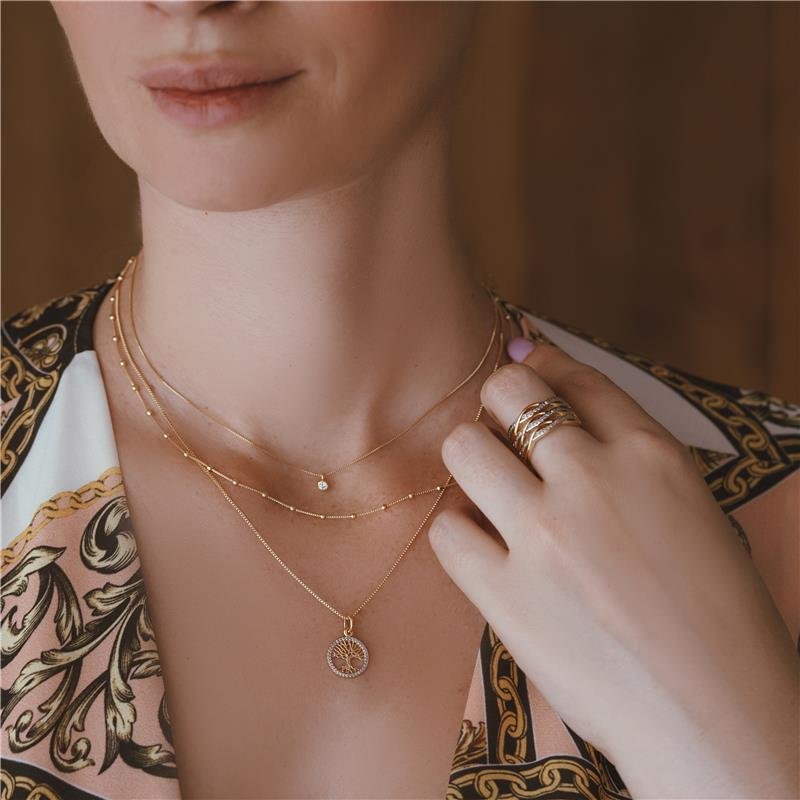 GARGANTILHA PINGENTE MINI PONTO DE LUZ 3MM FOLHEADA A OURO