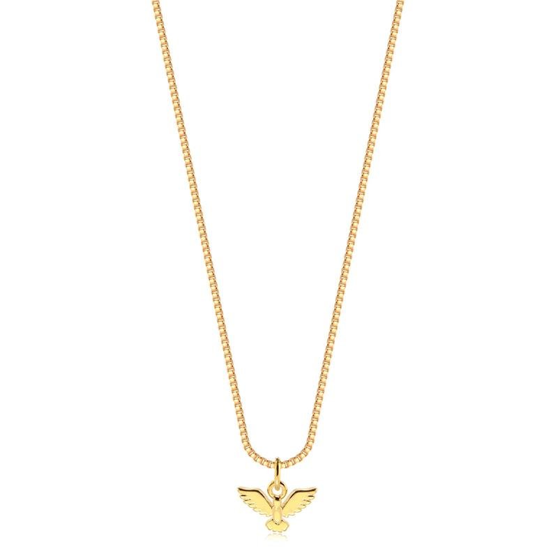 GARGANTILHA PINGENTE ESPIRITO SANTO FOLHEADO A OURO