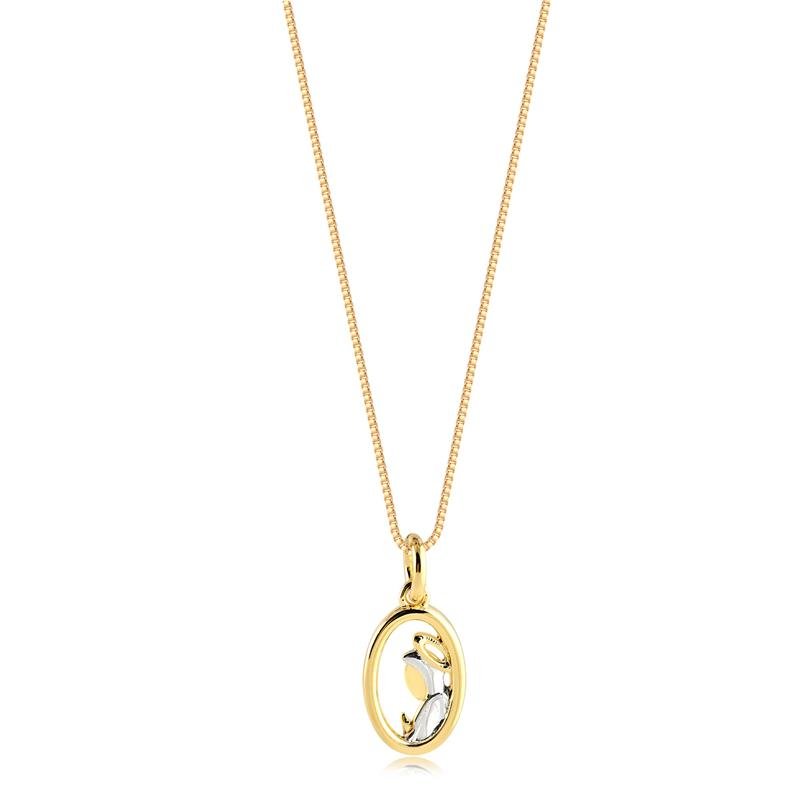GARGANTILHA PING OVAL NOSSA SENHORA FOLHEADO A OURO