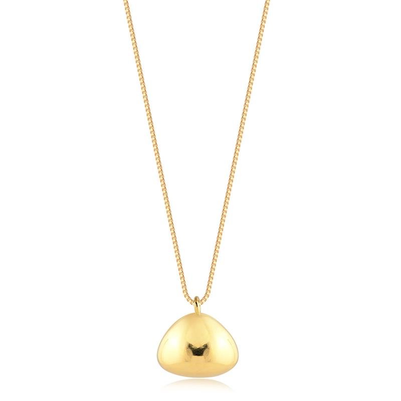 GARGANTILHA TRIANGULAR CHEIO LISO FOLHEADO A OURO