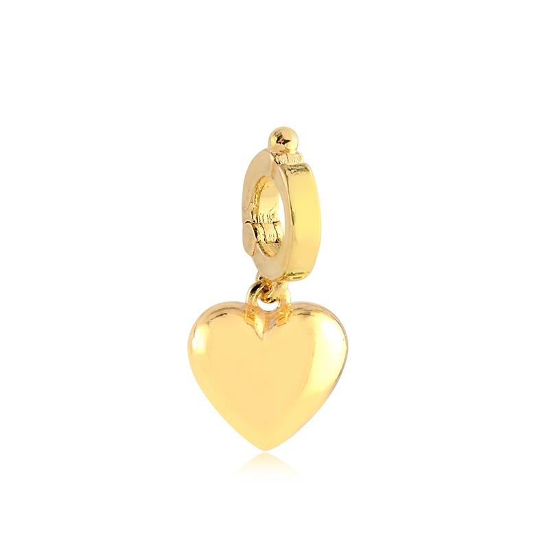 PINGENTE CORAÇÃO COM ARGOLA CLICK LISO FOLHEADO A OURO