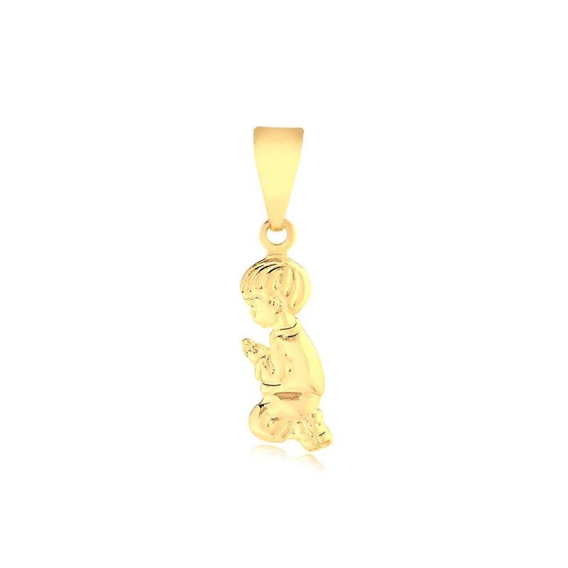 PINGENTE MENINO ORANDO FOLHEADO A OURO