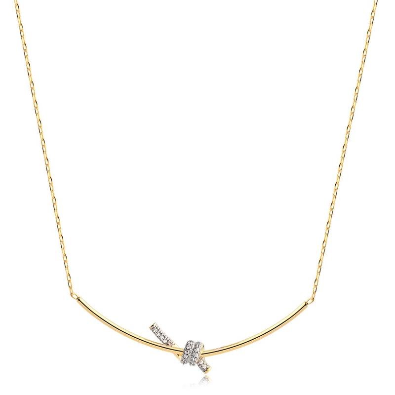 GARGANTILHA PING FIO COM DETALHE CRAVEJADO FOLHEADO A OURO