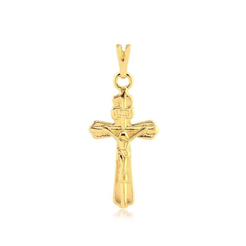 PINGENTE CRUCIFIXO COM CRISTO FOLHEADO A OURO