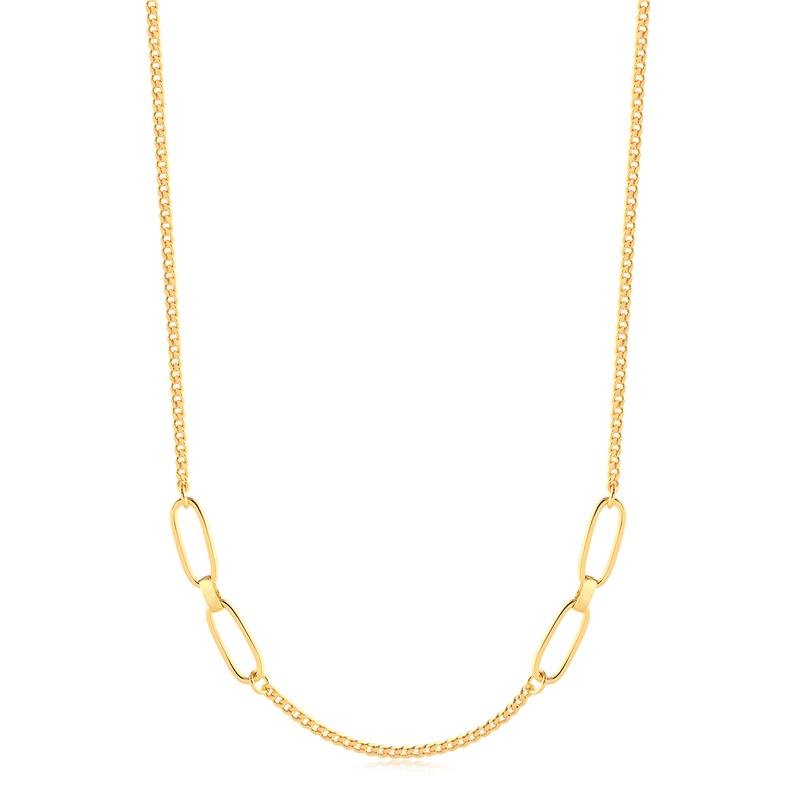 Corrente Malha Groumet Elos Ovais Lisos Folheada A Ouro