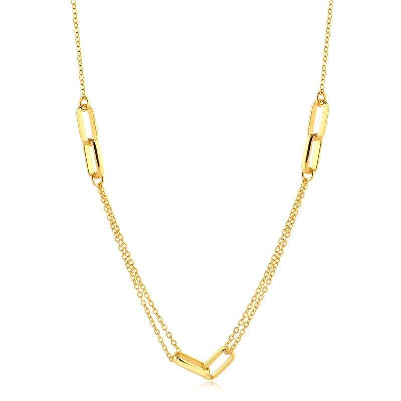 Corrente Malha Groumet Seis Elos Ovais Lisos Folheada A Ouro