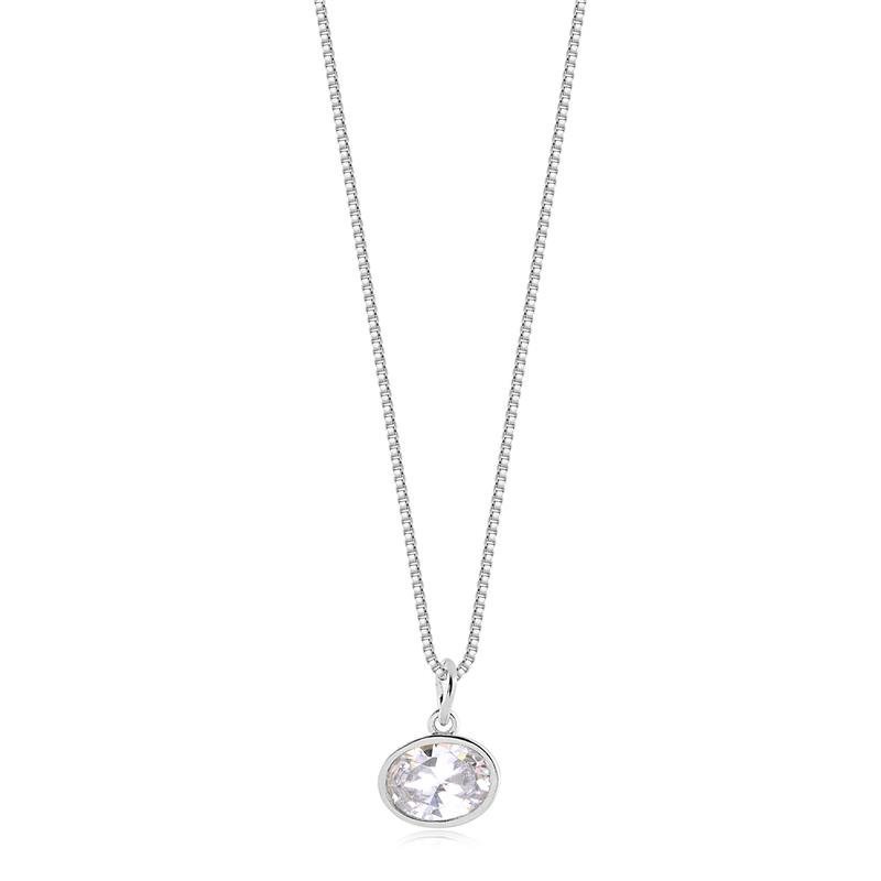 GARGANTILHA PONTO DE LUZ OVAL FOLHEADA A RHÓDIO