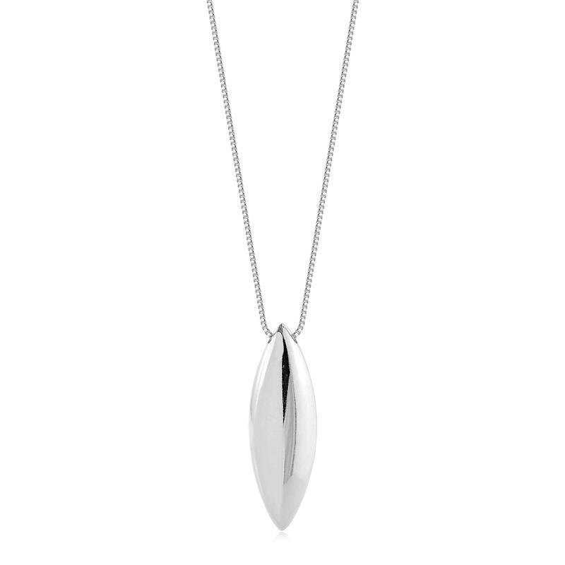 Gargantilha Pingente Navete Liso Folheada A Ródio