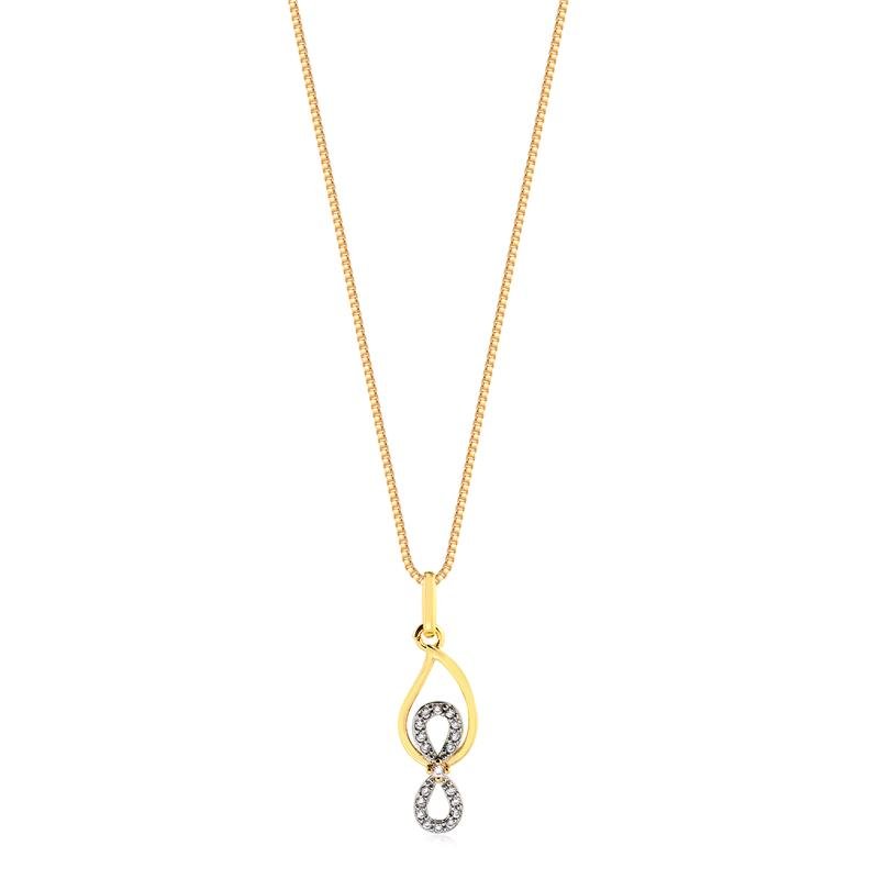 GARGANTILHA INFINITO COM PEDRAS DE ZIRCONIAS FOLHEADA A OURO