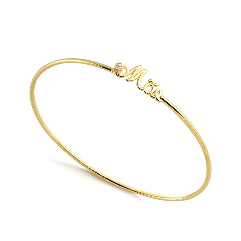BRACELETE MÃE COM PONTOS DE LUZ FOLHEADO A OURO