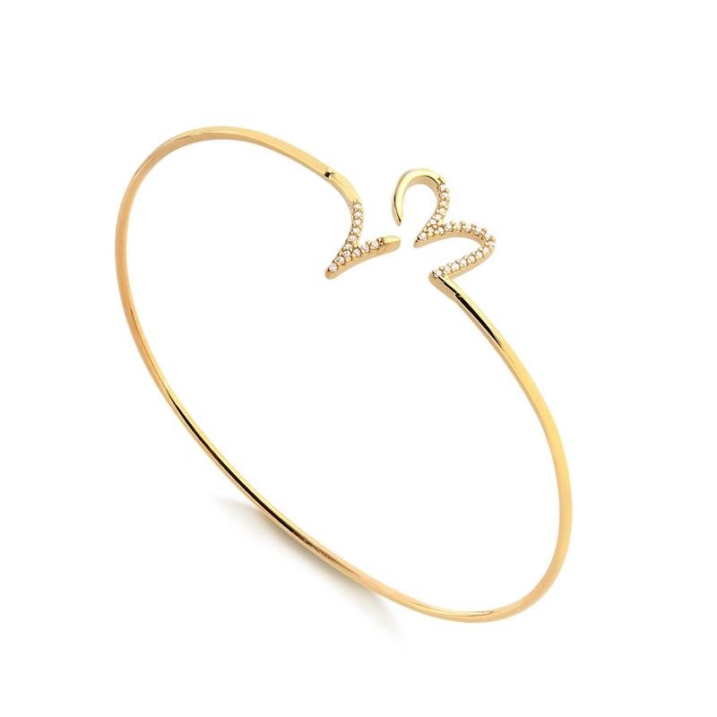 BRACELETE FIO COM CORAÇÃO CRAVEJADO FOLHEADO A OURO