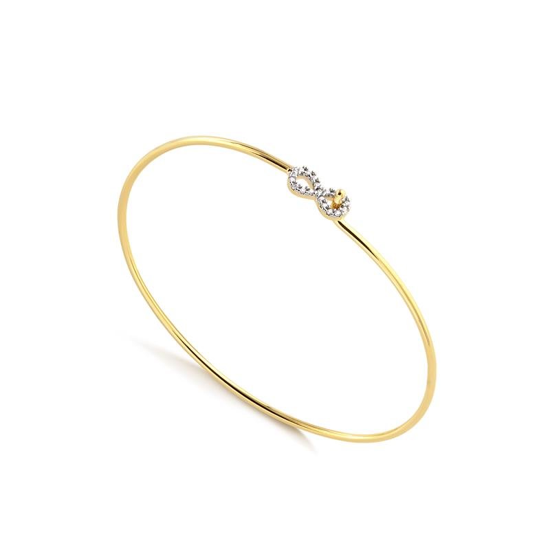 Bracelete Oval Símbolo Infinito Cravejado Folheado A Ouro